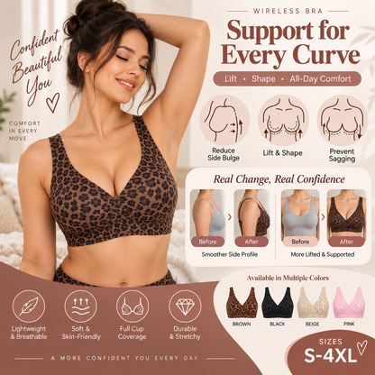 🏆 Ultra-Lift Leopard Print Jelly Bra | Women’s Wireless Support Bra ✨ Say Hello to a Naturally Lifted Look! 💖