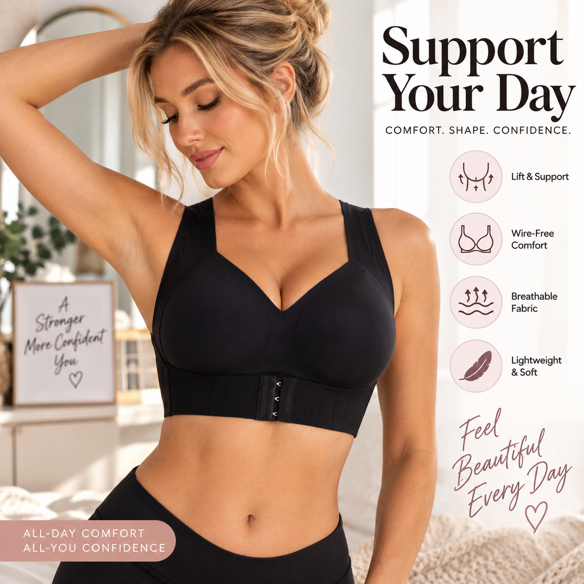 🔥LAST DAY 49% OFF - ✨ Wireless Posture Support Bra with Easy Front Closure 🖤
