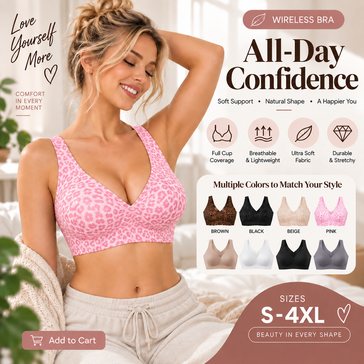 🏆 Ultra-Lift Leopard Print Jelly Bra | Women’s Wireless Support Bra ✨ Say Hello to a Naturally Lifted Look! 💖