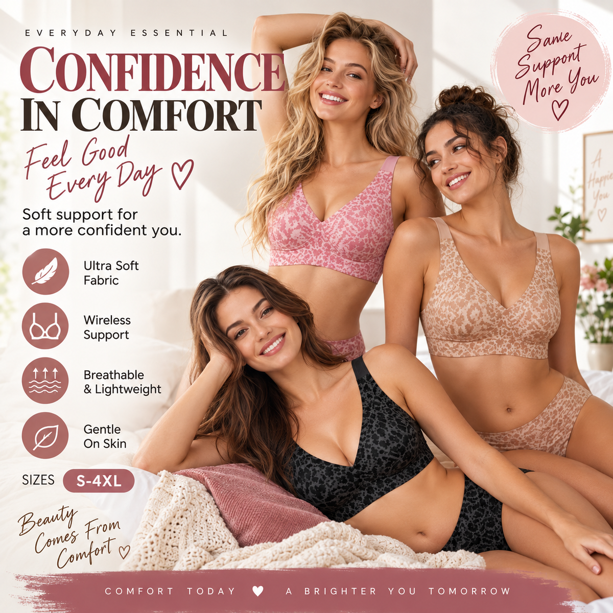 🏆 Ultra-Lift Leopard Print Jelly Bra | Women’s Wireless Support Bra ✨ Say Hello to a Naturally Lifted Look! 💖