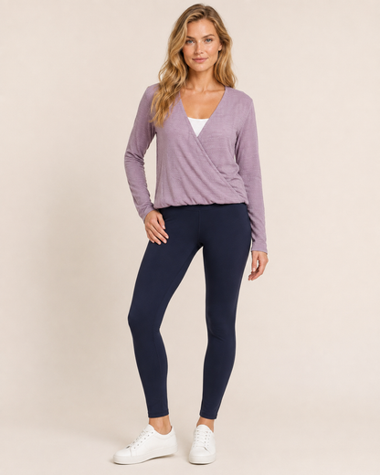 Relaxed Soft Drape Crossover Top in Lilac