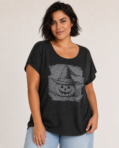 Spellbound Pumpkin Graphic Tee in Black